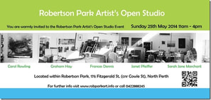 Copy of invitation to Robertson Park Artists Studio Open Day Sunday 25 May 2014